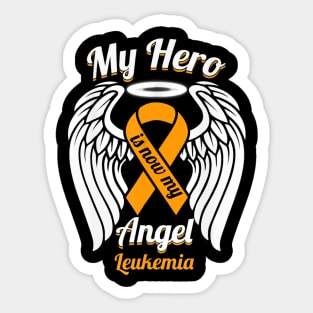 Leukemia Cancer Orange Ribbon T Shirt My Hero Is My Angle Sticker